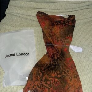 Jaded London Orange Brown Floral Mini Dress